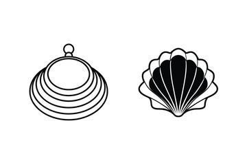 Black And White Shell Outlines Minimalist Sea Life Vector Illustrations