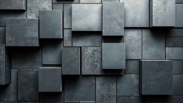 Abstract Grey Stone Cubes Wall Texture Background