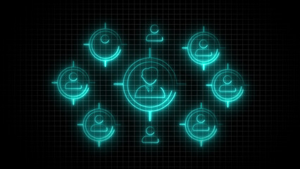 Social network modern flat interface on blue background 3D rendering