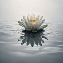 A floating lotus flower, white backdrop