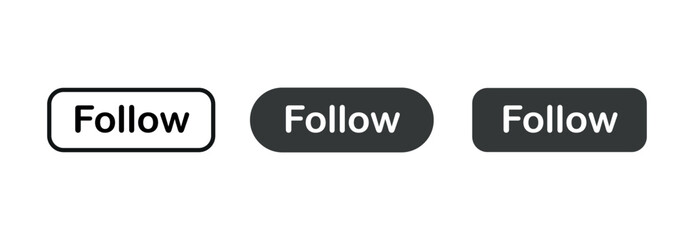 Fototapeta premium Follow button icon set. follow symbol set. follow button for website design, social media and id etc. follow text png and vector illustration on transparent background