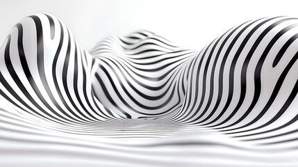 Abstract Black and White Concentric Circles and Radial Lines Pattern