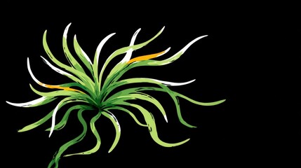 Obraz premium Tropical Plant Illustration Green Foliage Dark Background Minimalist Design