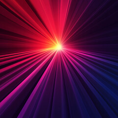 Radiating lines in gradient tones create vibrant burst of color, blending red, pink, and blue hues