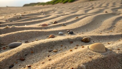 A detailed macro texture capturing the fine grains and natural patterns of a sandy beach surface. Ideal for backgrounds, travel themes, and nature-inspired designs.