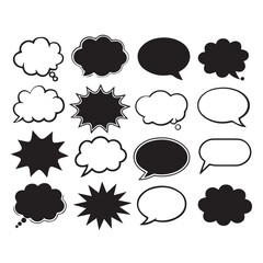set of comic speech bubbles silhouette