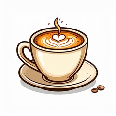 Obraz premium cup of coffee late icon logo with cartoon illustration