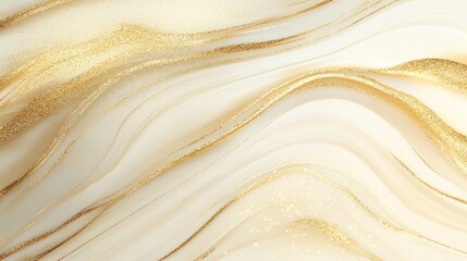 Abstract marbled gold veins on a creamy white background