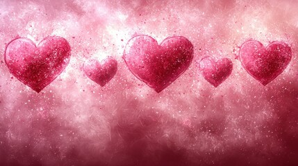 Obraz premium Festive Hearts in Pink Nebula: A Valentine's Day Background