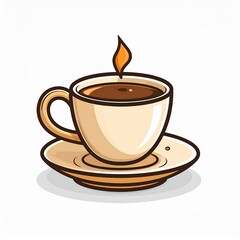 Fototapeta premium cup of coffee with smoke icon logo with cartoon illustration in high resolution
