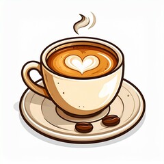 Obraz premium cup of coffee late icon logo with cartoon illustration