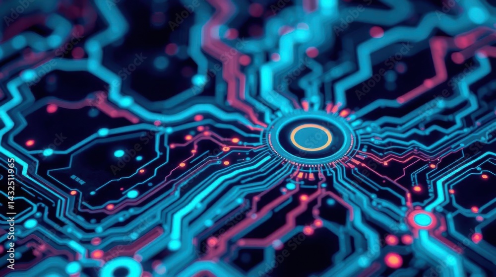 Aufkleber abstract technology circuit board background with glowing lights effect