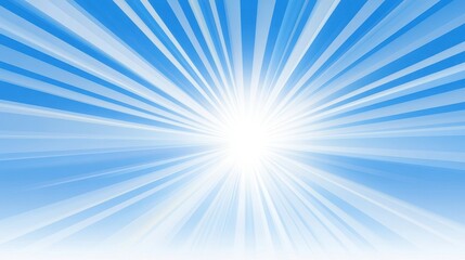 Obraz premium Radiant sunbeams burst from a bright blue sky.