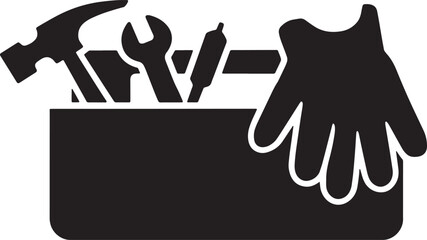 toolbox and gloves silhouette design