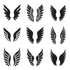 Fototapeta premium set of wings silhouette