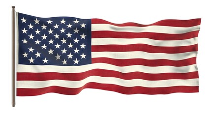 Obraz premium High-Quality Isolated American Flag on White Background with Clipping Path for Graphic Design Projects