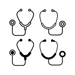 Stethoscope icon line style and flat glyph style. Icon set related to hospital, pharmacy, medical, and nursing.