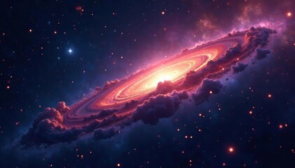 Fototapeta premium Deep black space with glowing nebulas and stars, glowing, astronomy