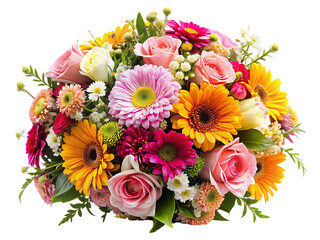 Vibrant Spring Flower Bouquet: Gerbera Daisies, Roses, and More