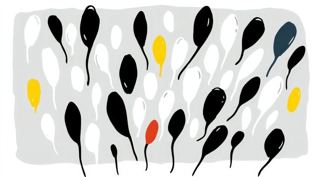 Abstract Sperm Cell Illustration  Gray Background  Minimalist Style