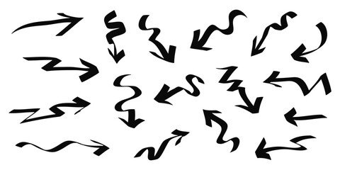 Doodle Arrows icons Set. hand drawn arrow icon with various directions. isolated on a white background