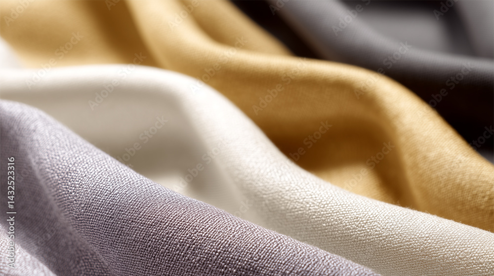 Aufkleber luxurious fabrics in neutral tones, showcasing texture and elegance. close up highlights smooth and 