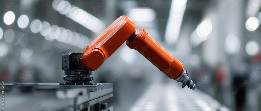 Poster robotic arm in factory setting efficiently manages assembly tasks