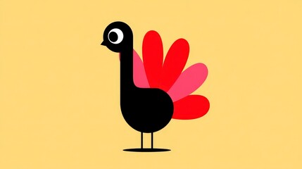 Fototapeta premium Cute Turkey Bird Illustration Minimalist Style Thanksgiving Design Flat Design Cartoon