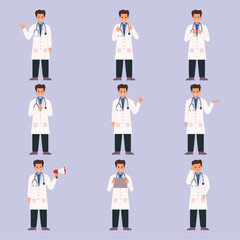 Doctor character set collection vector illustration