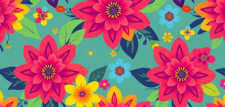 Vibrant vector floral seamless pattern for textile,  vector floral pattern,  design element