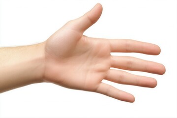 Open hand gesture against a plain background, showcasing human anatomy and dexterity