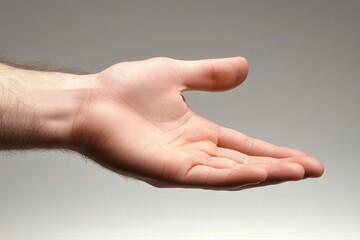 Open hand gesture against a neutral background, symbolizing invitation or offering