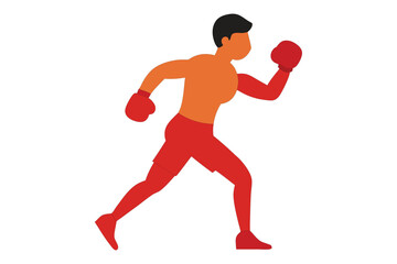  Clean Vector of a Boxer Shadowboxing with Flying Sweat on White Background.