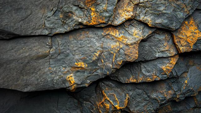 Dark Grey and Orange Rock Formation Texture