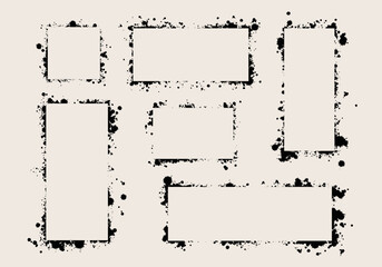 set of rough stencil style frames with spray paint texture. Urban graffiti-inspired borders, ideal for highlighting text with an edgy, street art vibe.