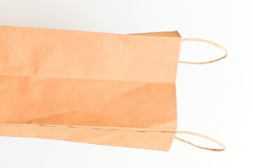 brown paper bag isolated on white background, recycle material