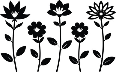Beautiful Flower Isolated Silhouette Vector Illustration Elegant Floral Design Elements Collection