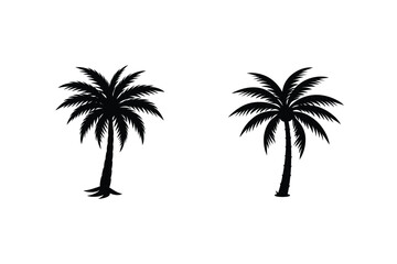 Two Black Palm Tree Silhouettes Against A White Background Graphic Element