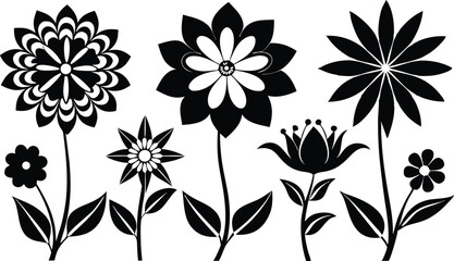 Beautiful Flower Isolated Silhouette Vector Illustration Elegant Floral Design Elements Collection