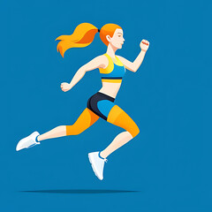 Fototapeta premium women running on the road vector illustration