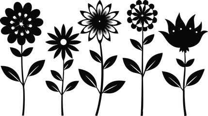 Beautiful Flower Isolated Silhouette Vector Illustration Elegant Floral Design Elements Collection