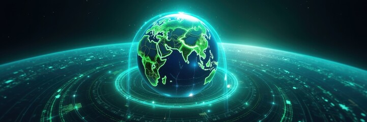 Futuristic Earth Globe Digital Network Connection