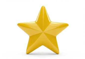 Obraz premium A single yellow star object with a glossy finish standing upright on a white background in studio lighting