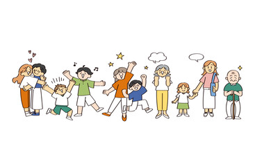 Naklejka premium ポジティブな人のイラストセット