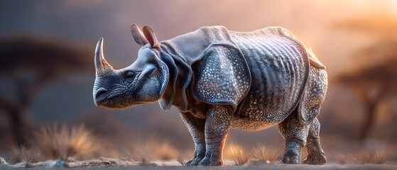 A rhino with horns and a large body