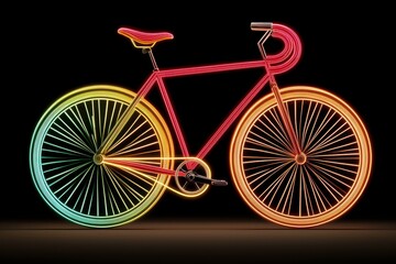 Fototapeta premium Rainbow Colored Bicycle Illustration on Black Background