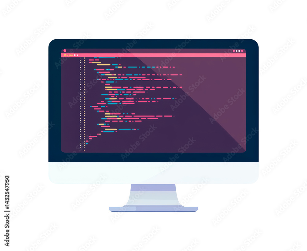 Poster Code displayed on a computer screen simple illustration isolated on transparent background