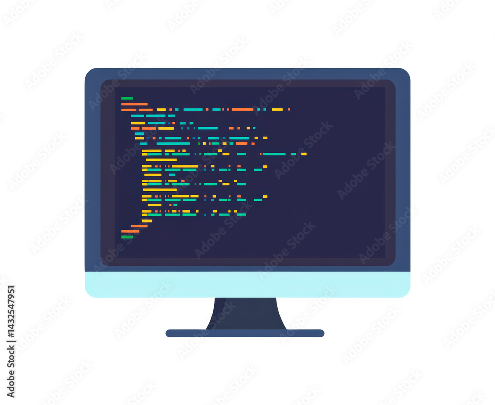 Aufkleber code displayed on a computer screen simple illustration isolated on transparent background