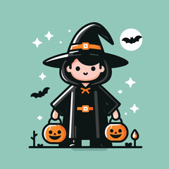 vector image of people wearing halloween costumes