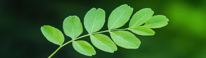 Obraz premium close up of green leaf showcasing its vibrant color and intricate details, evoking sense of nature beauty